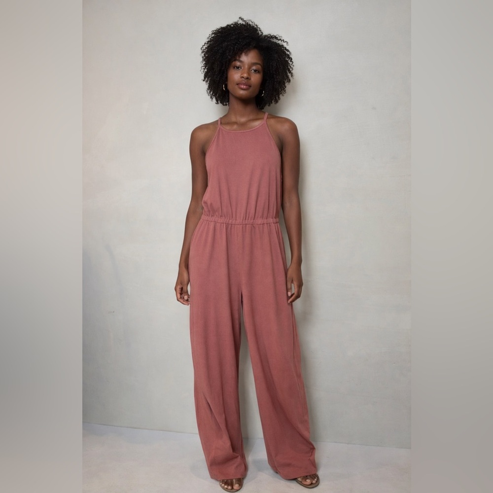 Sundry Dusty Rose Sleeveless Wide Leg Jumpsuit Made in USA Size 2